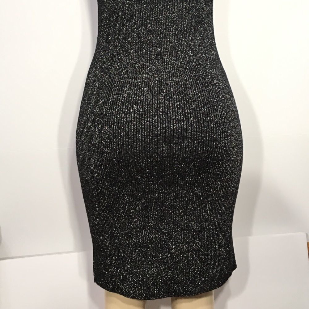 $159 ADRIENNE VITTADINI WOOL METALLIC SLEEVELESS STRETCH RIBBED KNIT DRESS NWT - Picture 4 of 11